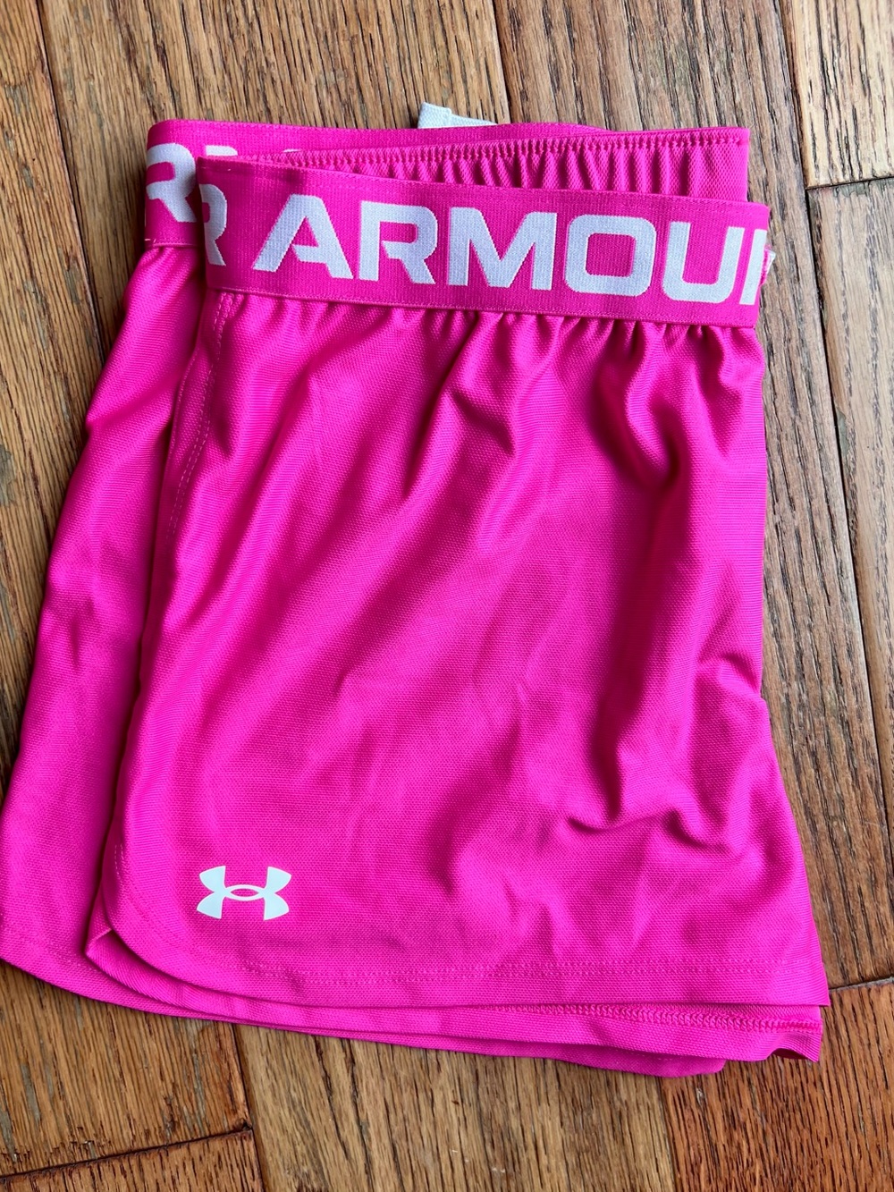 Under Armour Youth XL Hot Pink Athletic Shorts with White Logo
